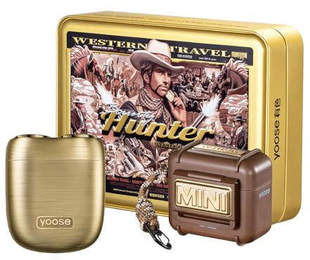 yoose Rasierer Herren Elektrisch, Tragbarer Rasierer Herren (Nass/Trocken), IPX7 wasserdicht mit USB-C Ladung & Magnetklingen - Ideal für Reisen, Outdoor, Geschäftsreisen & Auto (Gold)