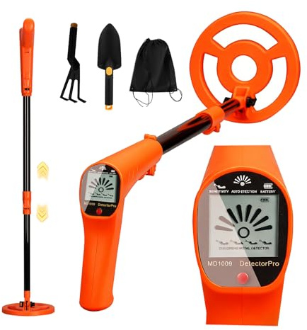 Detecteur Metaux Enfant 3–12Ans, 46-96cm Poignée Réglable Haute Précision avec Écran LCD, IP67 Étanche Détecteur de Métaux Enfant pour L'Exploration en Plein Air pour Enfants avec Pelle