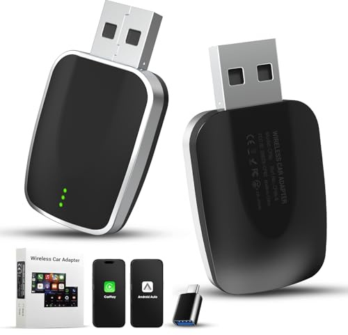 Wireless CarPlay Android Auto Adapter 5.8Ghz Kabellos Dongle, Plug & Play mit USB A/C, Nur für Fahrzeuge mit vorhandener Wired CarPlay-Funktion (alle Marken), für iPhone/Android