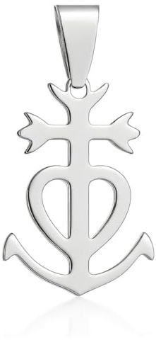 Felicidade Ciondolo a croce di Camargue in acciaio inossidabile – fede, carità e speranza – simbolo spirituale e tradizionale – elegante gioiello unisex – argento o oro, Taglia unica, Acciaio