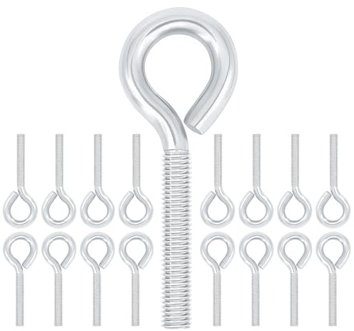 Qrity 20 Piezas Pernos de Ojo, M5 x 24 mm Perno de Anillo de Acero al Carbono, para Colgar, Fijar Cables y Mecánica, Plateado