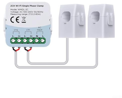 Compteur d'énergie intelligent WiFi, 80 A double canal bidirectionnel pour application Tuya pour suivi de l'utilisation de l'électricité en temps réel