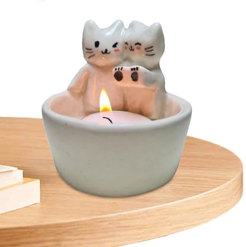 Charming Kitty - Candelabro aromatico con piedistallo, resistente alle alte temperature, per ammiratori di gatti, base luminosa ornamentale per residenza, regalo per donne e compagne, ornamento