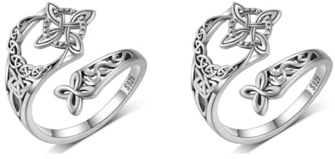 Bague de trinité celtique, nœud celtique, nœud de sorcière, bijoux irlandais ouvert réglable pour fiançailles, mariage, promesse quotidienne pour femme, pour la Saint-Patrick, nœud de sorcière, Argent