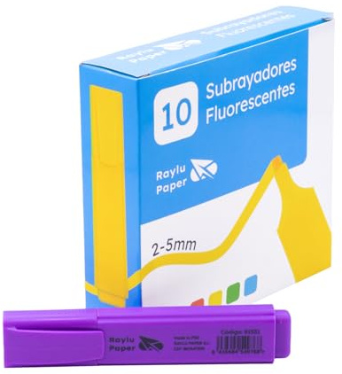 RAYLU PAPER Evidenziatori Viola con Punta Scalpello, Set Evidenziatori 10 pz con Tratto 2–5 mm, Highlighters per Studio e Organizzazione (Viola, 10 pz)