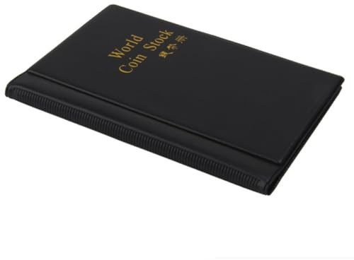 IMUSINICE Álbum para Coleccionar Monedas Negro PU con Bolsillos para Monedas hasta Organizador Portátil Chapas y Medallones