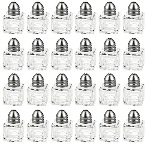 Salt and Pepper Shakers Set - 24-Piece Set - Glass Kitchenware, Mini Salt and Pepper Holders, Transparent, Holds 15 g