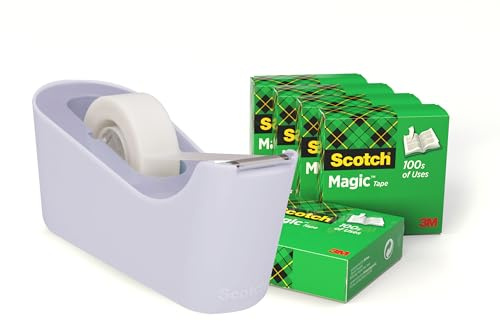 Scotch Klebeband-Abroller C18, Mint + Scotch Magic Unsichtbares Klebeband, 4 Rollen, 19 mm x 33 m - Nachfüllbarer für Schule, Zuhause und Büro
