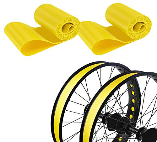 ADDMOTOR Rim Strip Rim Tape Fat tire Liner PVC Inner Tube Protector Anti Puncture for 20 inch Bikes 2PCS (Yellow)