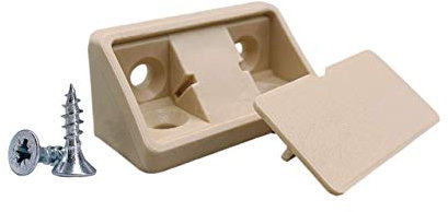 Confezione da 20 staffe per mensole beige, 44 x 20 x 20 mm, giunti angolari per mobili, in plastica, ad angolo retto, viti incluse (20, beige)