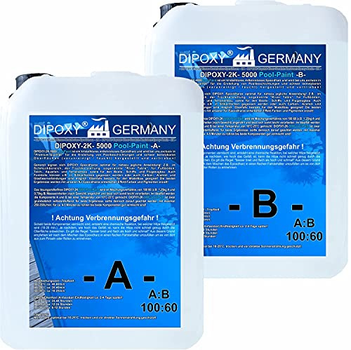 Dipoxy 2K-5000 Peinture époxy pour piscine 4 kg (A 2,5 kg + B 1,5 kg) (Ivoire clair 1015)