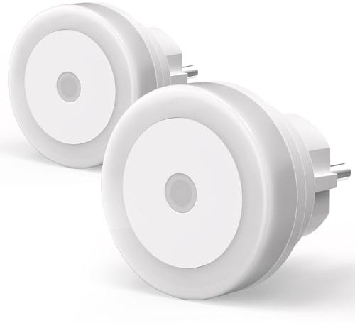 Briignite Nachtlicht Steckdose, LED Nachtlicht mit Dämmerungssensor 0.5W Steckdosenlicht Warmweiß 3000K für Kinderzimmer, Schlafzimmer, Duschraum, Korridor, Treppe, Küche, 230V, 2 Pack