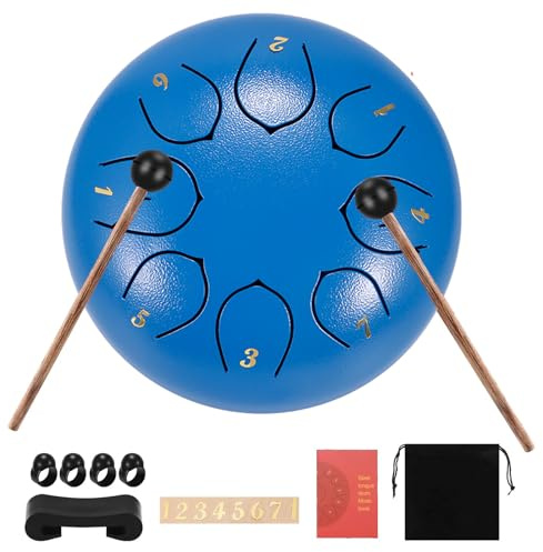 Tongue Drum, SUNJULY 6 Inch 8 Steel Drum With Drumsticks Carrying Bag Percussion Instruments, Tonic Sticker And Travel Bag,Steel Tongue Drum, Steel Drum For Sound Healing Meditation Yoga
