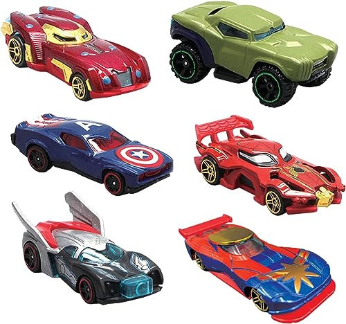 DIOTTI 6 Stück Superhelden-Spielzeugauto, Avengers Captain Marvel Spielzeugauto Kinder Spielauto für Geburtstagsfeier Geschenke Heimdekoration und Sammlung