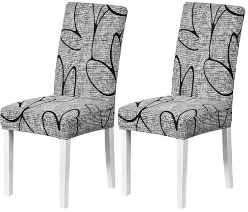 JSTHHTT Dining Chair Covers Set of 2, Dining Chair Slipcovers, Modern Elastic Stretch Chair Protector, Removable Washable Chair Protectors, for Dining Room, Kitchen, Restaurant and Hotel