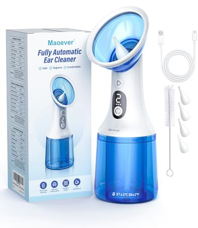 Elektrische Ohrenschmalzentfernung mit einteiligem Abfalltank, Wasserbetriebener Ohrreiniger mit 4 Druckmodi für Ohrenschmalz Entfernen zu Hause (Blau)