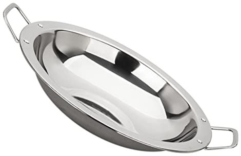 Cabilock Padella Da Cucina in Acciaio 26 Cm Doppio Manico Antiscivolo, Pentola Calda Per Uso Domestico, Teglia Per Verdure e Stufati Per Cucinare in Casa