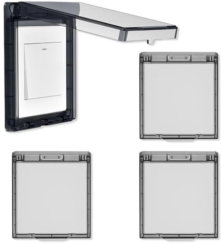 4 pcs cache interrupteur, modèle fin noir cache interrupteur mural, étanche à l'eau et à la poussière.