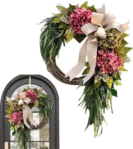 Ghirlanda floreale per porta, 40 cm, vivace ed elegante, decorazione da parete per interni ed esterni, decorazione per porte e portico per aggiungere eleganza a parete, casa