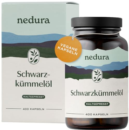 nedura® Schwarzkümmelöl Kapseln – Premium Schwarzkümmel aus dem Orient in eigener Deutscher Manufaktur kaltgepresst & abgefüllt – 400 Stück in veganer Kapselhülle – 1000 mg Tagesdosis