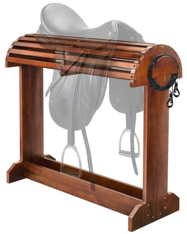 Essenhome Extra-Large Wood Saddle Rack-Enhanced Height & Length with Reinforced Stability,Non-Abrasive Design,Heavy-Duty Saddle Stand for Horse Tack Room Organization 29.9x13.8x30.7 (Walnut)