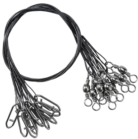 9Tong Stainless Steel Fishing Leaders strength Rigs Saltwater Fishing Leader Heavy Snap Lure Wire Leaders Line Black Nickel #3 40lb 9.8in 30pcs