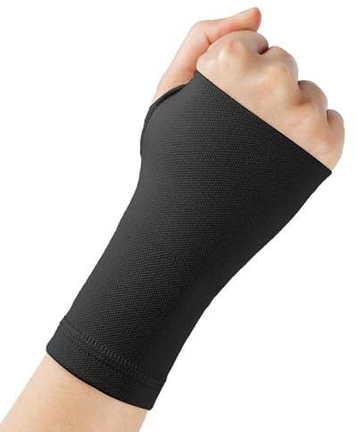 OFFCUP Handledsbandage sport för kvinnor och män, fingerlös andningsbar elasticitet bandage handled höger och vänster för datorarbete yoga basket (L)