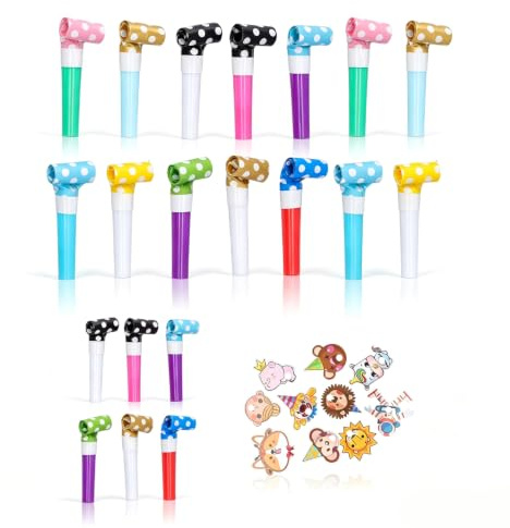 20 Piezas de Coloridos Ruidos para Fiestas, Sopladores para Fiestas de Cumpleaños, Ruidosos para Cumpleaños, Silbatos para Año Nuevo, Graduación, Suministros de Boda