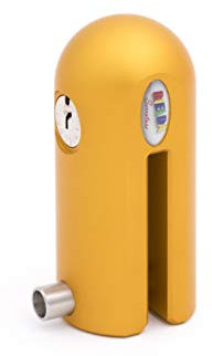 Rielda SH3 - Candado de disco reprogramable de alta seguridad para moto y scooter, 100% fabricado en Italia, barra de cierre de 10 mm de acero templado (naranja/dorado)