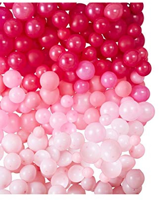 Ginger Ray Ombre Pink Balloon Latex Wall Party Decoration Alternative Arch Selfie Backdrop - Includes 210 balloons - Stargazer