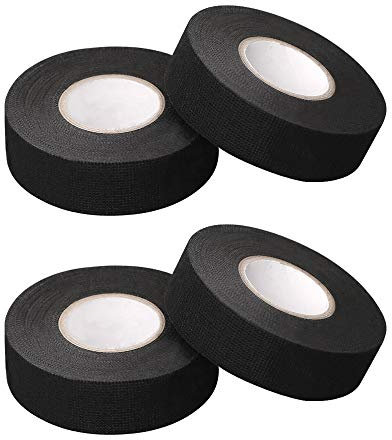 19 MM X 15 M Wiring Harness Tape, Adhesive Fabric Cloth Tape for Car Auto Vehicle Trucks, High Temperature Cloth Harness Tape, Heat-Resistant Waterproof Cloth Fabric Tape, Black, 4pcs