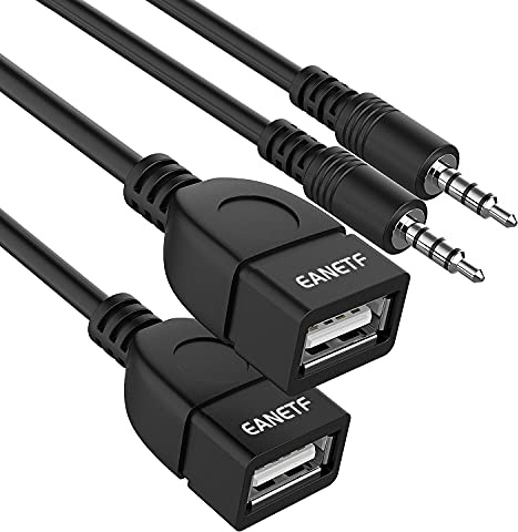 Eanetf USB to Aux Audio Adapter, 2PCS 3.5mm Male to USB Female for Playing Music with U-Disk in Your Car,orked only When Your CAR 3.5mm AUX Port Must has Audio decoding Function- No Power Supply