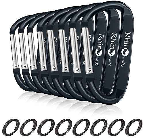 Rhino Produxs 8PCS Lightweight Snap Carabiner Clips, D Ring Shape