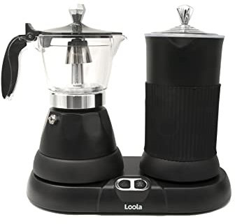 Genérico Cafetera Moka Italiana Eléctrica Nekko 3in1 Negra Mate de 400w de 1,9 bares de presión (150 ml/3tazas) y Espumador de leche de 480 w (100 ml/2tazas).