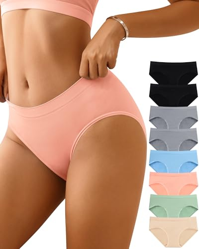 CULAYII Womens Seamless Hipster Underwear Low Waist Underwear Sports Soft Tagless Comfortable Hipster Panties for Women 8Pack XL-XXL