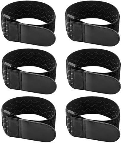 INGJIA 6Pcs Cinchas Elásticas con Tiras Antideslizantes,Conjunto de 3 Tamaños Correas Multiusos Textiles Autoadherentes para Alargadores, Cables, Mangueras, Bicicletas, RV, o la Organización