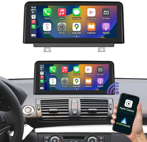 Road Top 10,25 Pulgadas Car Radio Coche con Carplay para BMW Serie 1 E81/E82/E87/E88 Año 2008-2012 con CIC Sistema, Soporte para Inalámbrico Carplay/Android Auto/Mirrorlink/Navegación