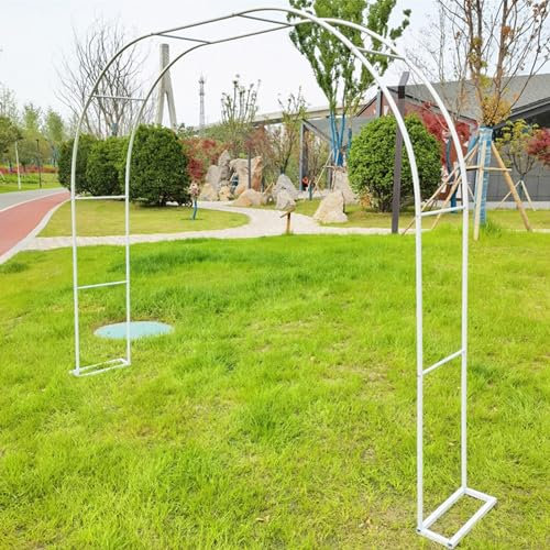 YHWKGZ Arco per Rose con Base, Traliccio ad Arco da Giardino for Verdure, Padiglione ad Arco in Metallo Resistente agli Agenti Atmosferici, Cornice ad Arco for Piante Rampicanti (Color : White, Size
