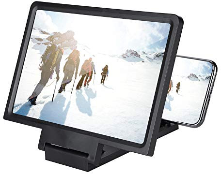 7in Screen Magnifier for Cell Phone, 3D HD Magnifing Screen Enlarger Projector for Movies Videos and Gaming, Portable Smartphone Screen Enlarger Compatible with All Smartphones