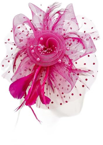 Fascinators Hats for Women Tea Party Fascinator Flower Headband for Women Girls Red, 1 Pack
