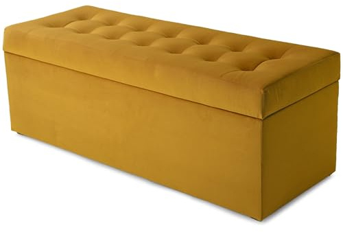 MG Design Pouf contenitore imbottito Arancione – capacità ca. 140 L, fino a 300 kg, superficie morbida con leggero riflesso, struttura in legno massiccio, già montato e facile da pulire