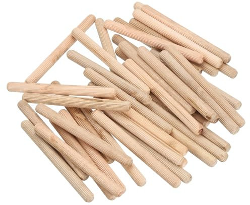 sourcing map Lot de 100 chevilles cannelées en bois de 0,95 x 11,4 cm – Tiges en bois rainurées pour meubles – Goupilles cannelées en bois pour travaux manuels, projets de bricolage