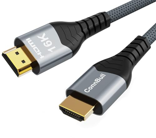 ConnBull 16K 10K 8K HDMI 2.2 Cable 96Gbps 1M, Ultra High Speed HDMI Braided Cord Support 4K@480Hz 8K@240Hz, HDCP 2.2&2.3, Dynamic HDR, eARC,DTS:X, Compatible with Roku TV/HDTV/PS5/Blu-ray