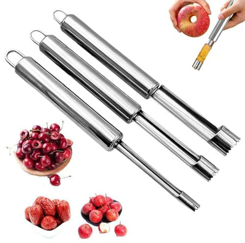 3 Pcs Apfelentkerner, 0.8/1.4/2cm Apfelausstecher, Effizient Apfelschneider, Bequem Apfelentkerner Apfelausstecher, Multifunktionaler Apfelkernausstecher für Hawthorn Rote Datteln