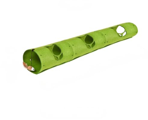 Verdickter Filz-Katzentunnel, 2-Wege-Klappbar, mit Federspielzeug für interaktives Spielen, langlebiger Haustier-Tunnelschlauch, moderate Größe (3 Grün)