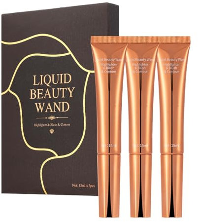 Blush Liquido - Set Di Trucco Viso Illuminante | Blush In Crema Illuminante Per Il Viso | 3 Pezzi, Abbronzante A Lunga Tenuta, Illuminante E Trucco Per Contouring E Luminosità