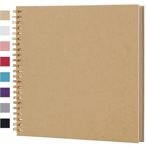 Ponping 31x31 cm DIY Scrapbook Album 40 Pages Hardcover Kraft Paper Scrap Book Photo Albums Memory Book for Wedding and Anniversary Family
