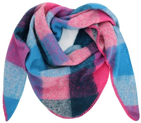 Glamexx24 Bufanda para mujer con forma de triángulo, muchos colores, unisex, para verano, XXL, patrón de tendencia, bufanda muy suave, D.azul-rosa-azul, XXL