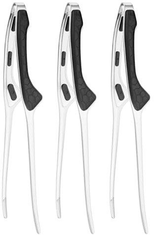 M METERXITY 3-Pack Grill Tongs, 9.6 Inch Non-Slip 304 Stainless Steel Locking Tongs for Cooking/Buffet/Outdoor Barbecue, Korean BBQ Tweezers Metal Clamp Tools [Black]