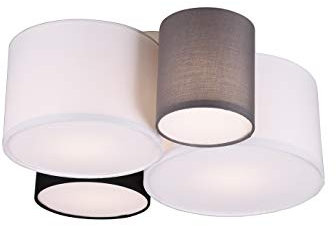 Trio Leuchten Deckenleuchte Hotel 693900417, Stoffschirm in Weiß/Schwarz/Grau, exkl. 1 x E27